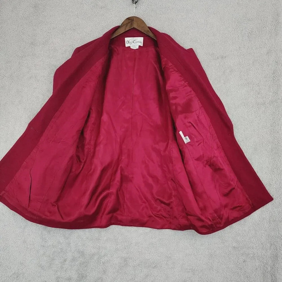 Oleg Cassini Womens 14 Red Wool Blend Blazer Jacket Work Career 23PT - Picture 6 of 8
